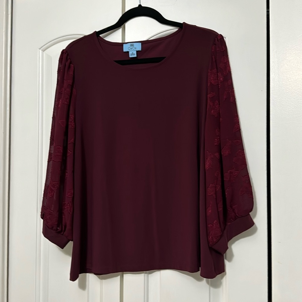 Cece burgundy long sleeved top XL